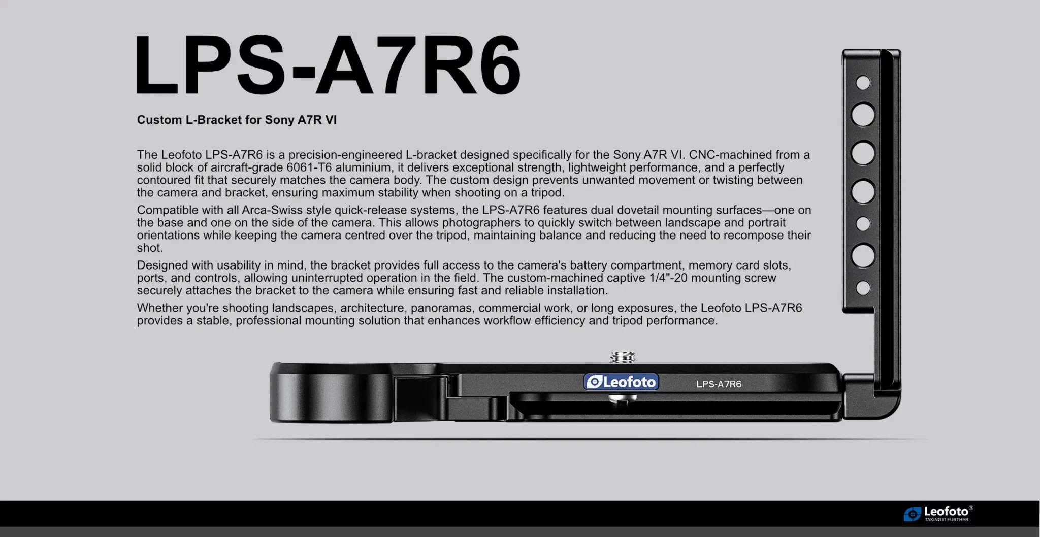 Leofoto LPS-A7R6 L-Bracket for Sony A7R VI - product detail 1